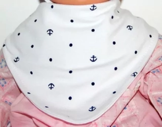PODBRADNÍK šatka / nákrčník -zapínajúci na suchý zips, obojstranná KOTVIČKY,biely