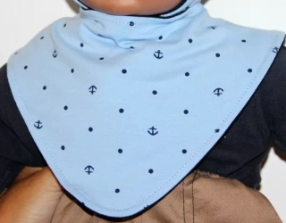 PODBRADNÍK šatka / nákrčník -zapínajúci na suchý zips, obojstranná KOTVIČKY,modrý