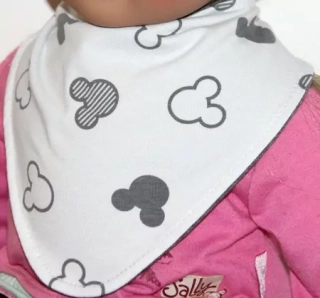 PODBRADNÍK šatka / nákrčník -zapínajúci na suchý zips, obojstranná MICKEY NEW2,biely