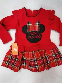 Šaty červené kárované s Minnie