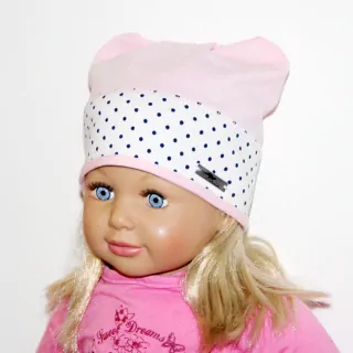 Čiapka RADA MIRKA bledooružová BODKY/ UŠKÁ 1-6 ROKOV