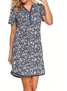 Nočná košeľa s krátkym rukávom, dámska,BAVLNA S,M,L,XL,XXL NIKA MODRÁ