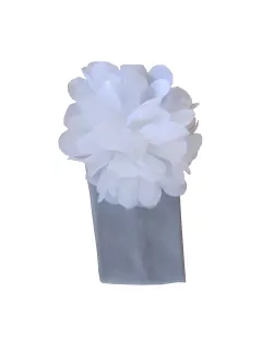 elastická čelenka s kvetom -biela, ružová, sivá
