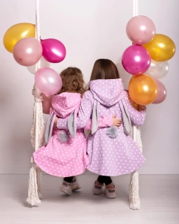 Kabátik RUŽOVÝ alebo FIALOVÝ, mikina- predĺžená KRÁLIK, HAPPY BUNNY č.92,98,104,110,116,122 jarná bunda -ZAJAČIE UŠI