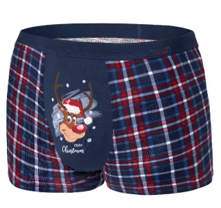 TRENKY BOXERKY PÁNSKE CORNETTE, VIANOČNÉ modré RUDOLF M, L ,XL ,XXL