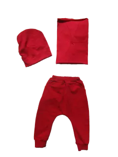 Červený set (pudláky, čiapka, tunel), tenké