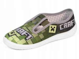 TENISKY NA LETO/ Prezuvky PLÁTENKY- vzor MINECRAFT NAZO č.28,29,30,31,32,33,34,35,36 - ZELENÉ