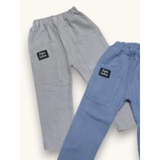 MUŠELÍNOVÉ jednofarebné nohavice chlapčenské dlhé- olivové, jeans modré, béžové, šedé 