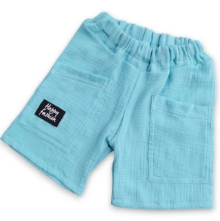 MUŠELÍNOVÉ KRÁTKE jednofarebné nohavice chlapčenské tyrkysové, bl.modré, oceľové, béžové, hnedé, šedé, jeans modré, olivové 